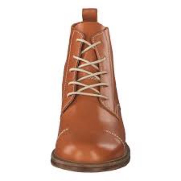 Women's Tan Leather Combat Boots - Picture 5 of 10